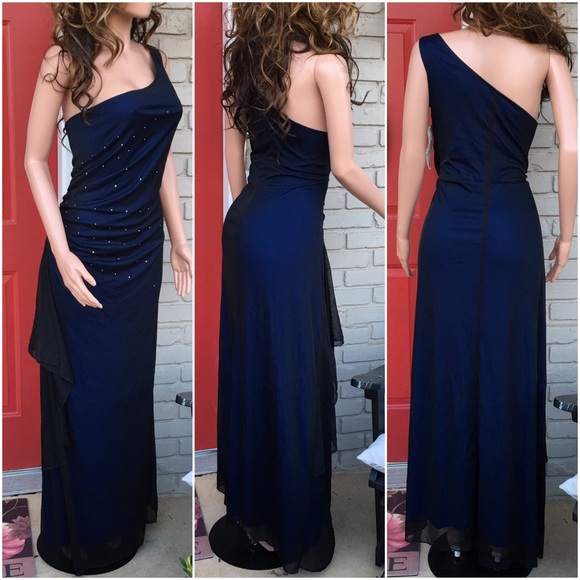 Eureka Dresses & Skirts - Navy black rhinestone stretch evening dress